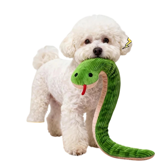 Juguete interactivo para perros con forma de serpiente de felpa