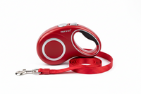 Red retractable dog leash, 5 meters long, made of durable accessories material, branded by Shopify, visible in the image.