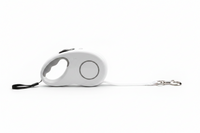 White retractable dog leash with 5-meter nylon cord, accessory by Shopify for walking and controlling pets outdoors.