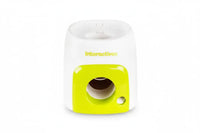 Shopify automatic dog ball launcher with interactive toy dispenser showing a colorful ball and sleek design for pet play.